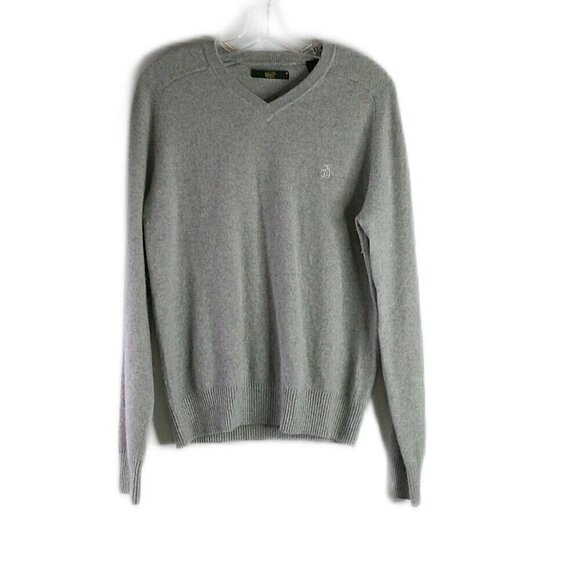 Penguin - Grey Long Sleeve V-Neck Sweater - Size Medium - Picture 1 of 5